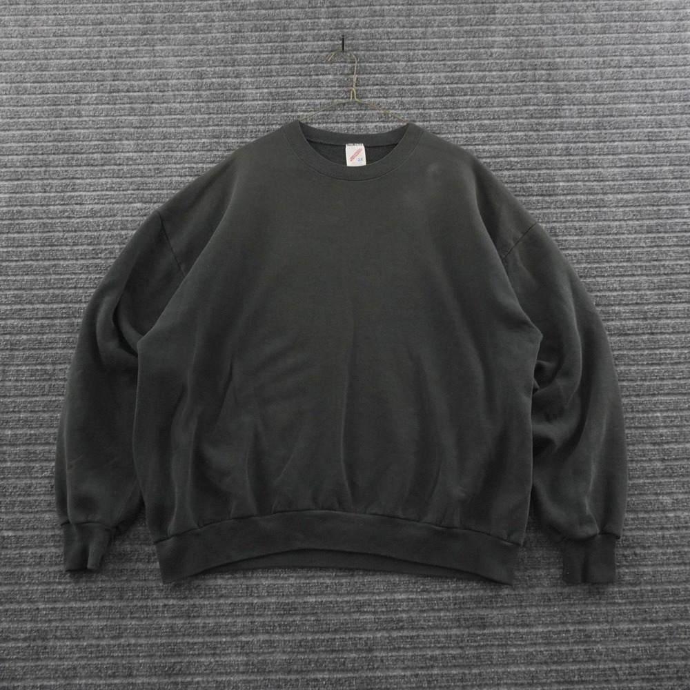 Vintage 90s Jerzees Sweatshirt Mens 2X Black Blank Crewneck Pullover